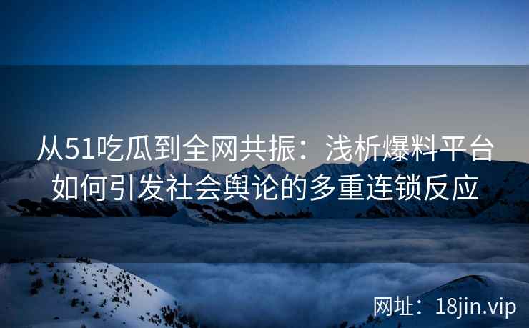 从51吃瓜到全网共振：浅析爆料平台如何引发社会舆论的多重连锁反应