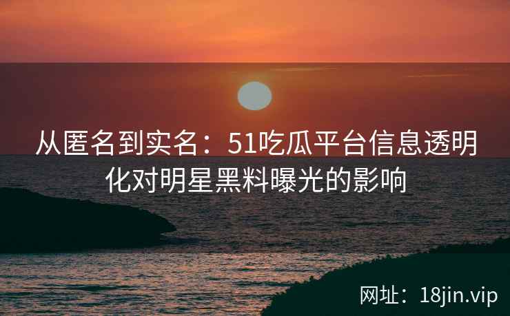 从匿名到实名：51吃瓜平台信息透明化对明星黑料曝光的影响