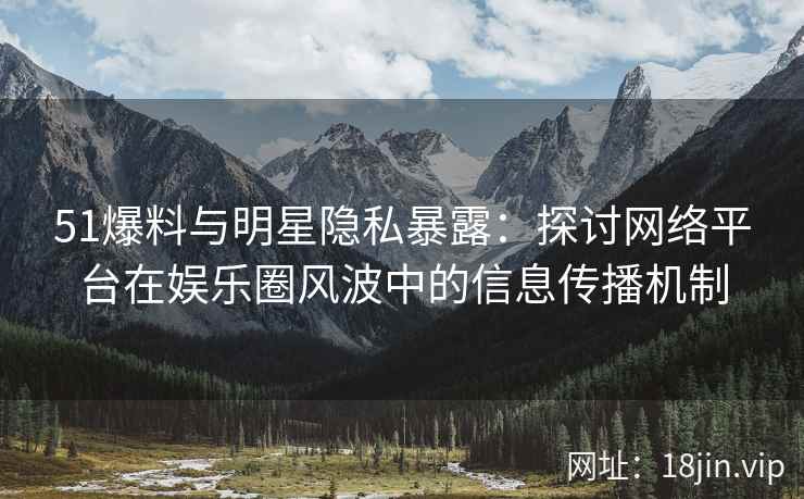 51爆料与明星隐私暴露：探讨网络平台在娱乐圈风波中的信息传播机制