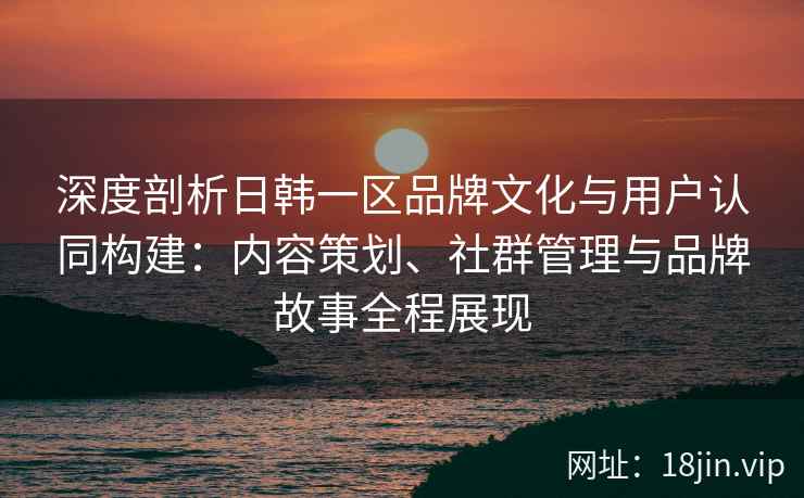 深度剖析日韩一区品牌文化与用户认同构建：内容策划、社群管理与品牌故事全程展现