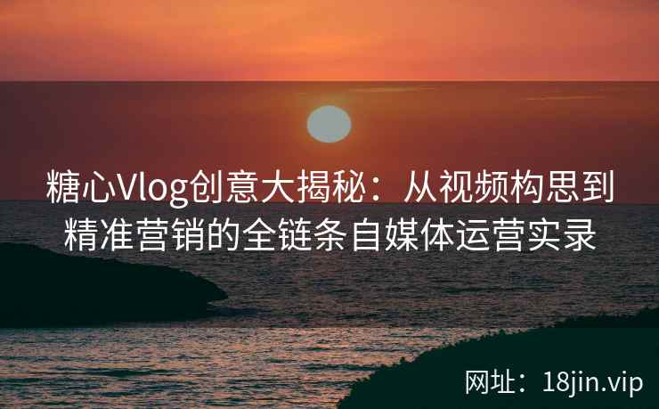 糖心Vlog创意大揭秘：从视频构思到精准营销的全链条自媒体运营实录